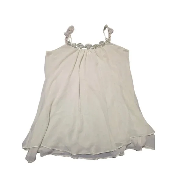 Oscar de la Renta Pink Label Chiffon Chemise Gown Satin Trim Green XL B6.1 - Picture 6 of 9